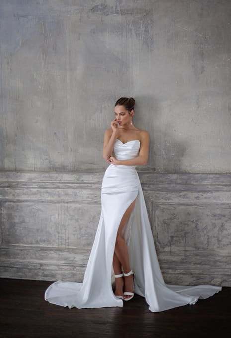 front view of Julie Vino Brooke wedding dress