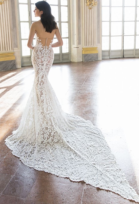 back side of Enzoani Taylor wedding dress