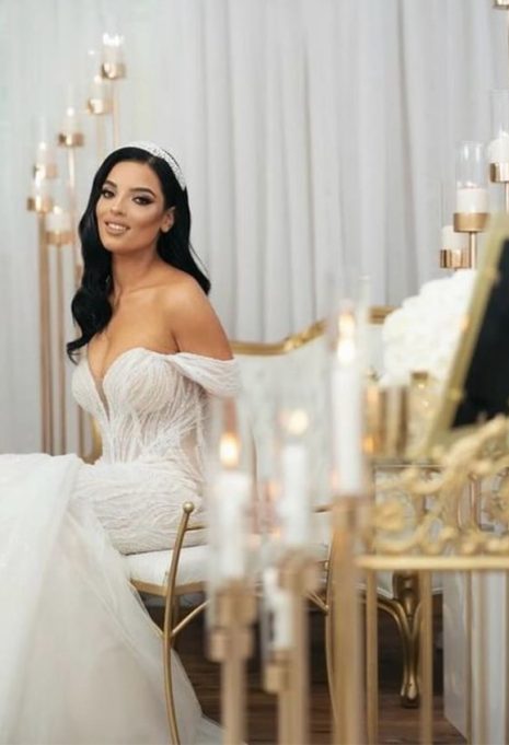 katherine smiling in her wedding dress