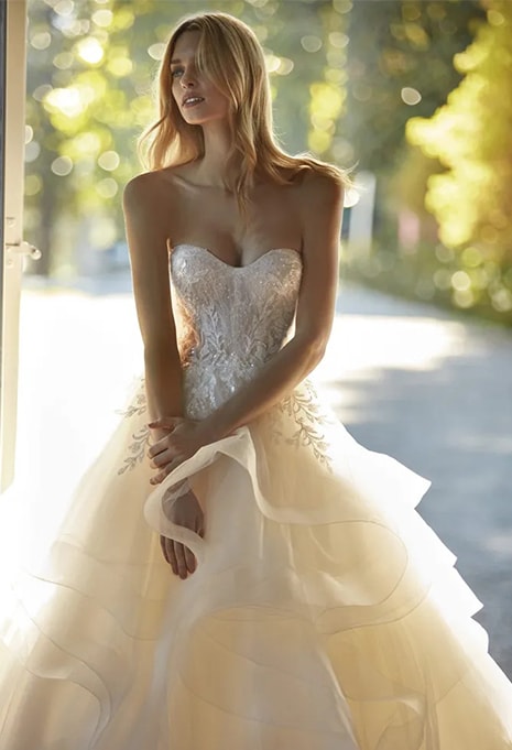 close-up of Nicole Milano Dhara wedding dress