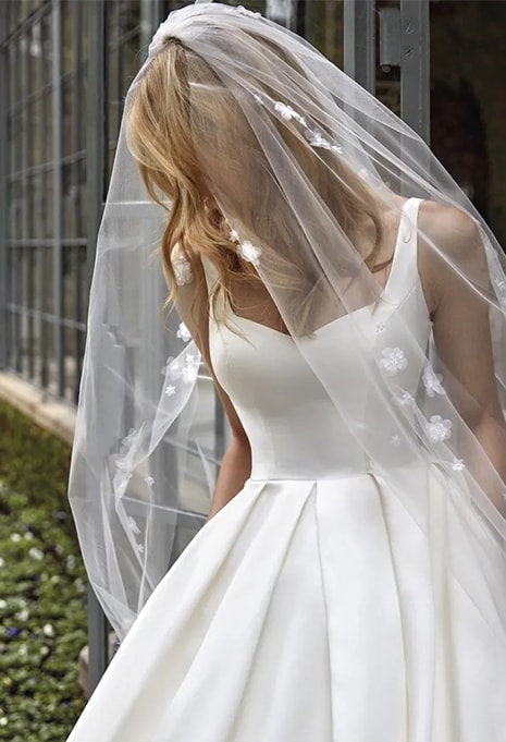 close-up of Nicole Milano Lamya wedding dress