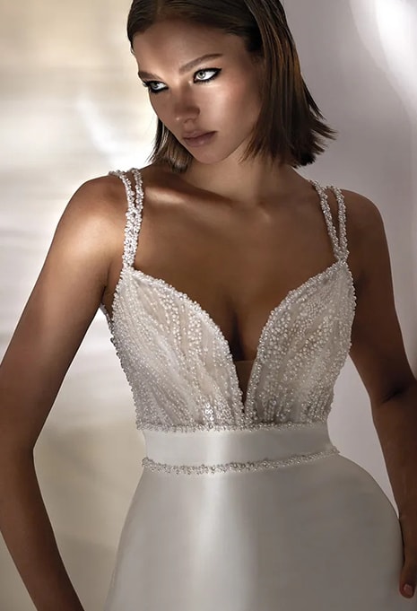 close-up of Nicole Milano Meira wedding dress