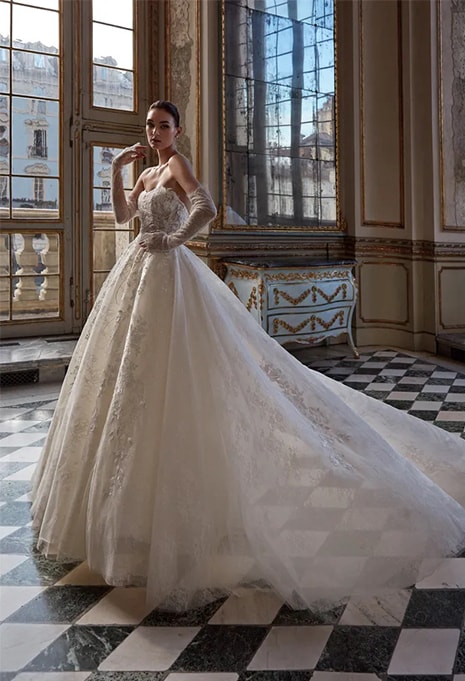 pronovias-privee-copper-dress-image-3 front view of Pronovias Privée Copper wedding dress