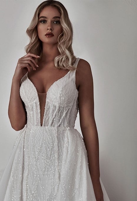 close-up of Blanche Bridal Astrid wedding dress