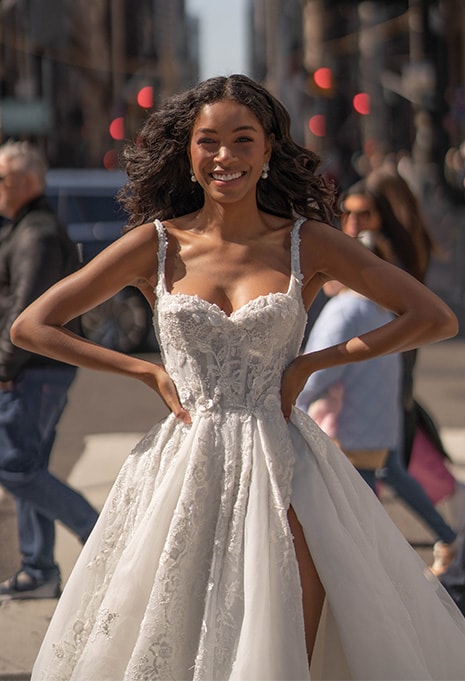 close-up front view of Blanche Bridal Bailey wedding dress