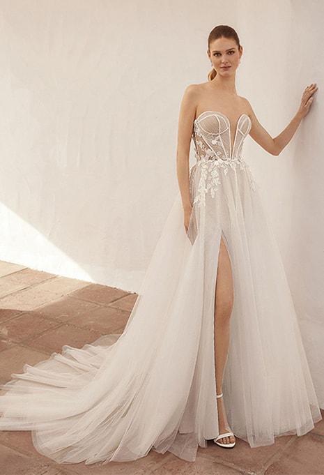 front view of Love by Enzoani Carlin wedding dress