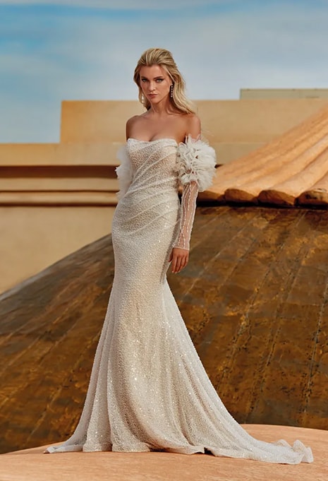 front view of Pronovias Caledonia wedding gown