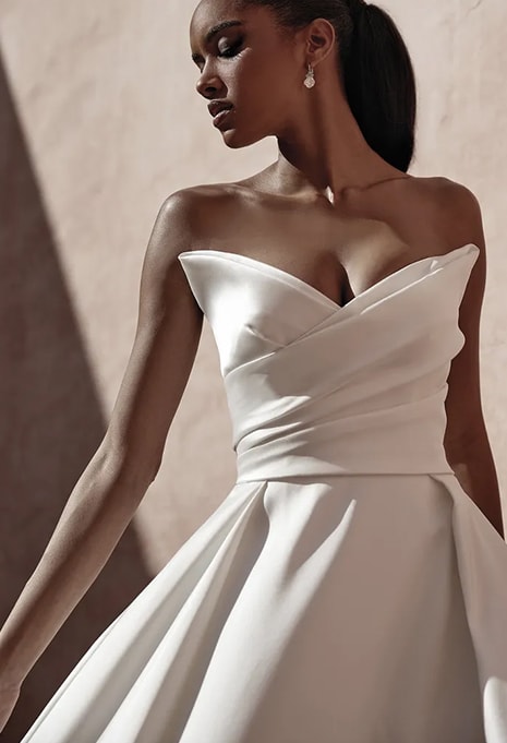 close-up of Pronovias Landon wedding gown