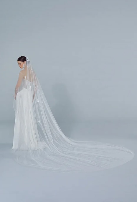 side view of Pronovias V-LA38 veil