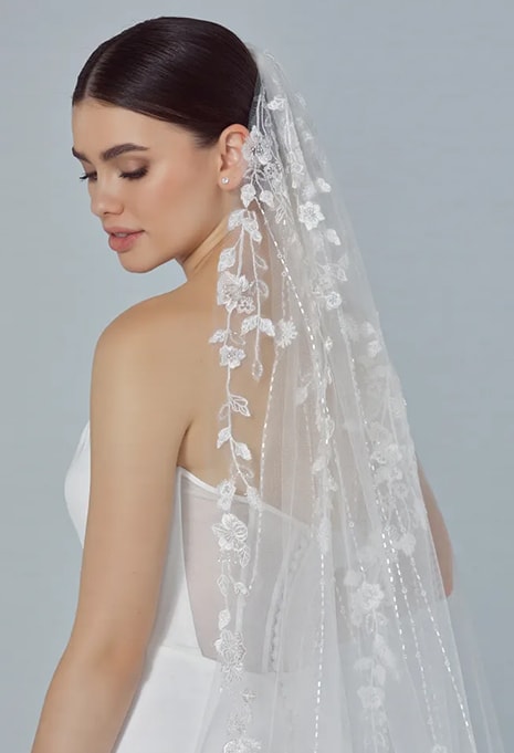 close-up of Pronovias V-LA42 veil