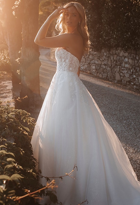 side view of Allure Bridals Elara wedding gown
