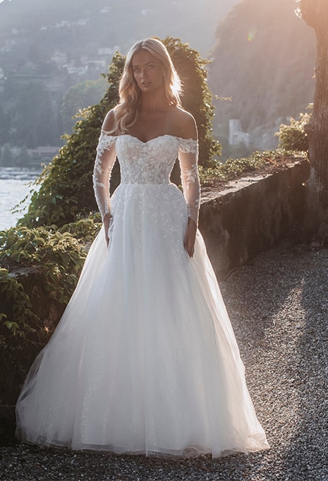 front view of Allure Bridals Elara wedding gown