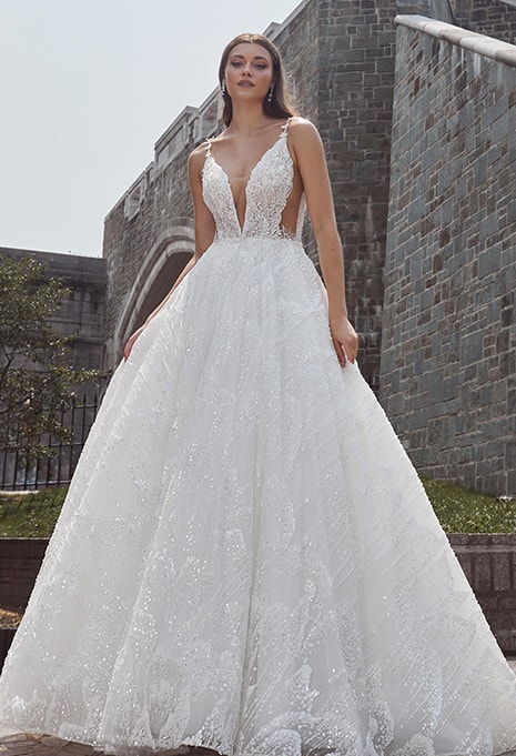 front view of Calla Blanche Fantasia wedding gown