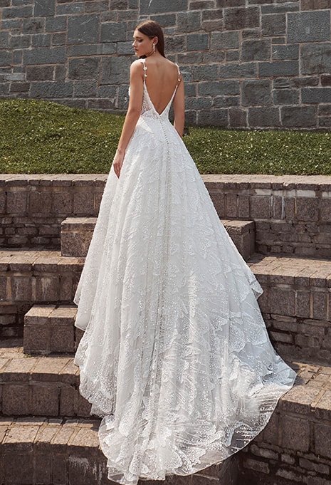 back side of Calla Blanche Fantasia wedding gown