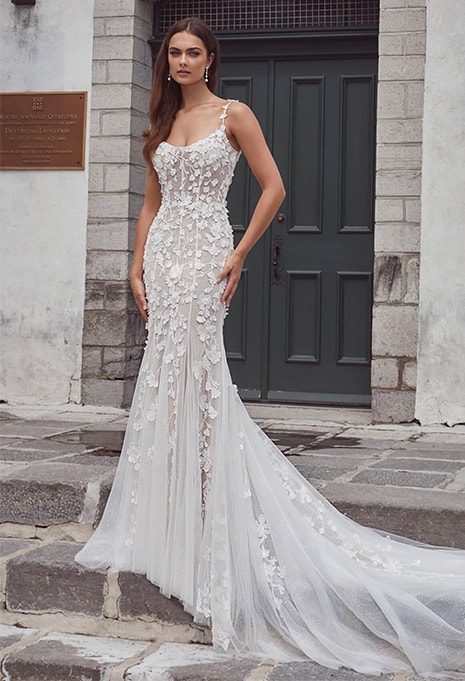 front view of Calla Blanche Meysara wedding gown