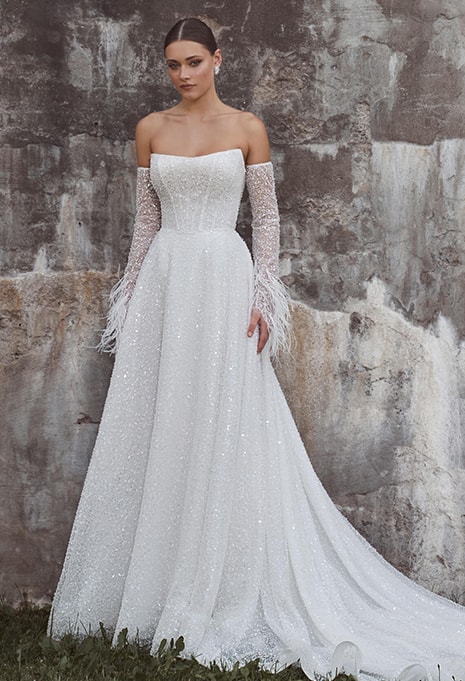 front view of Calla Blanche Tamzin wedding gown