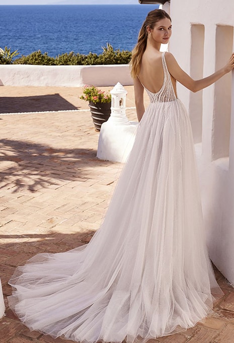back view of Love by Enzoani Caroline wedding dress