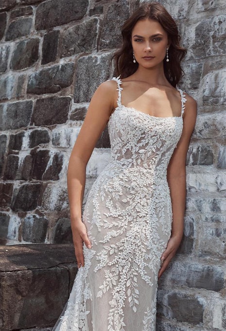 front view of Calla Blanche Shaughna wedding gown