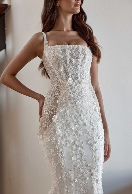 front view of Blanche Bridal Bonnie wedding gown