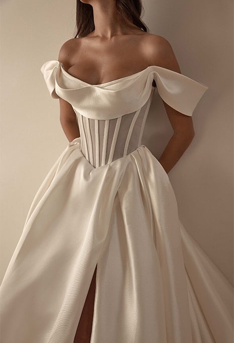 close-up front view of Blanche Bridal Gaia wedding gown