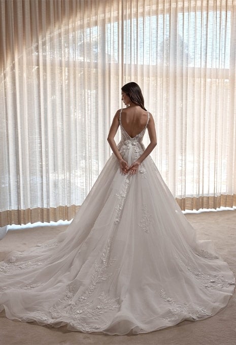 back view of Blanche Bridal Miley wedding gown