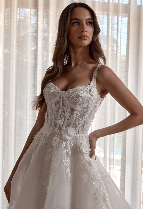 close-up of Blanche Bridal Miley wedding gown