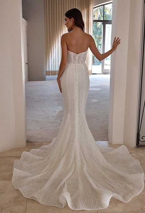 close-up of Blanche Bridal Rayne wedding gown back view