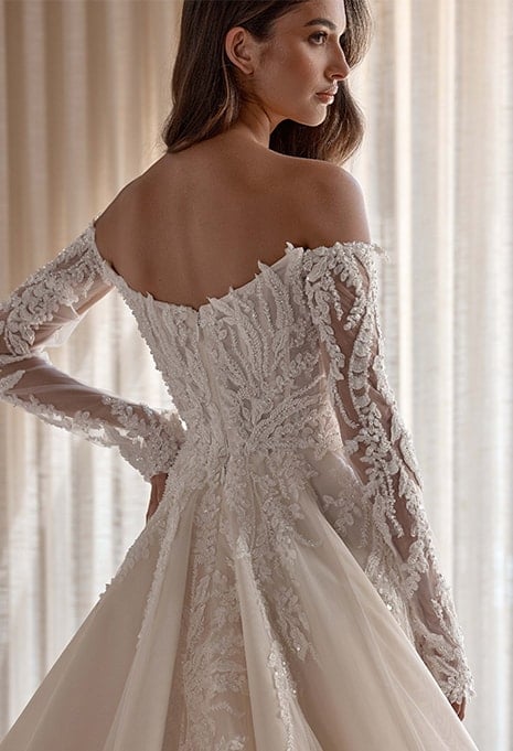 close-up of back view of Blanche Bridal Skye wedding gown