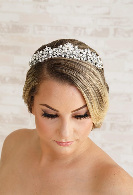 classy tiara on brides head