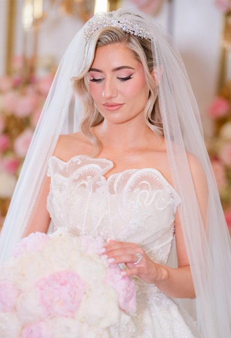 close-up of Michaela in her wedding gown