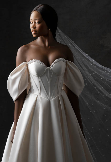 close-up front view of Allure Bridals C740 wedding gown