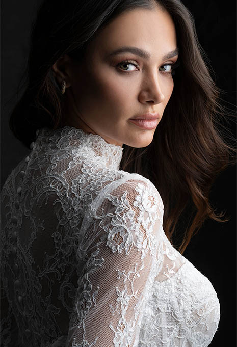 side view close-up of Allure Bridals C749 wedding gown