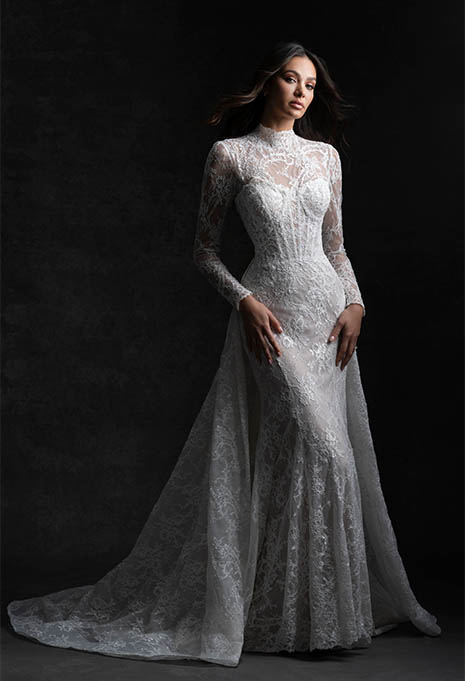 front view of Allure Bridals C749 with sleeves