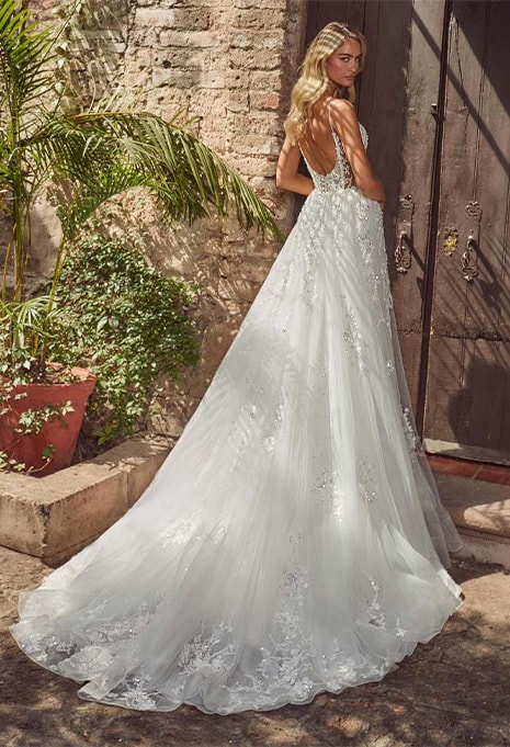 side view of Calla Blanche Hera wedding gown