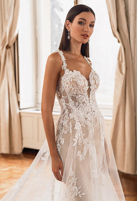 close-up front view of Élysée Femie wedding gown