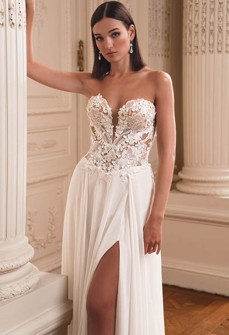close-up front view of Élysée Firouze wedding gown