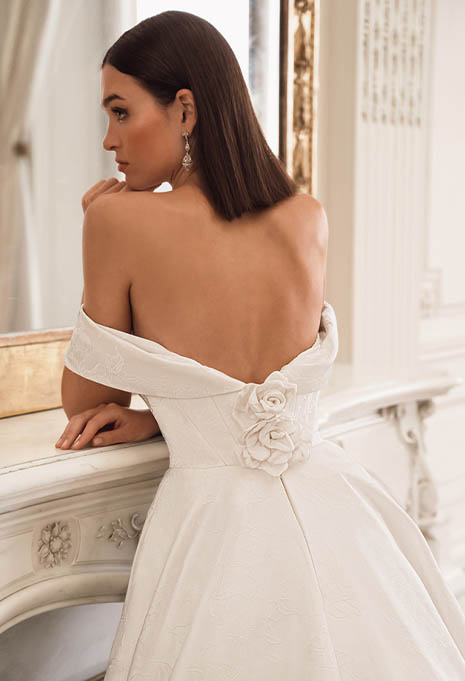 close-up back view of Élysée Frederique wedding gown