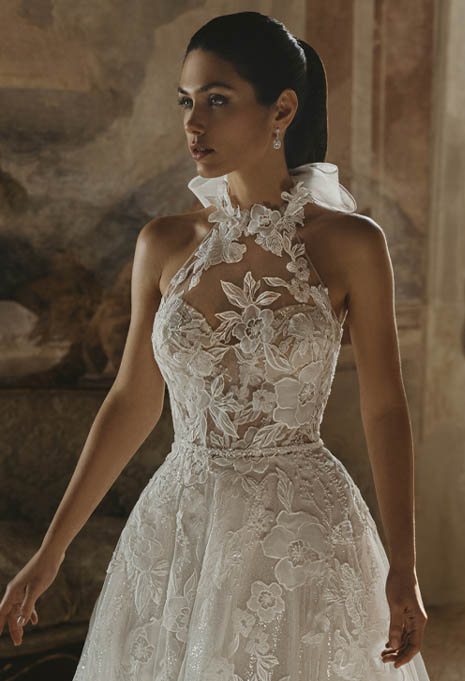 close-up front view of PEN LIV Clementine wedding gown