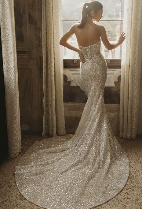 PEN LIV Crystal wedding gown back view