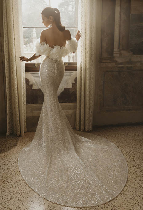 PEN LIV Crystal wedding gown back view