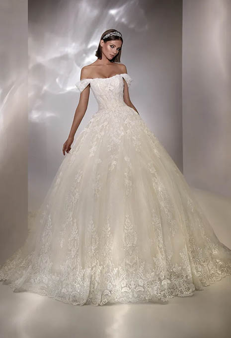 front view of Nicole Milano Koray wedding gown