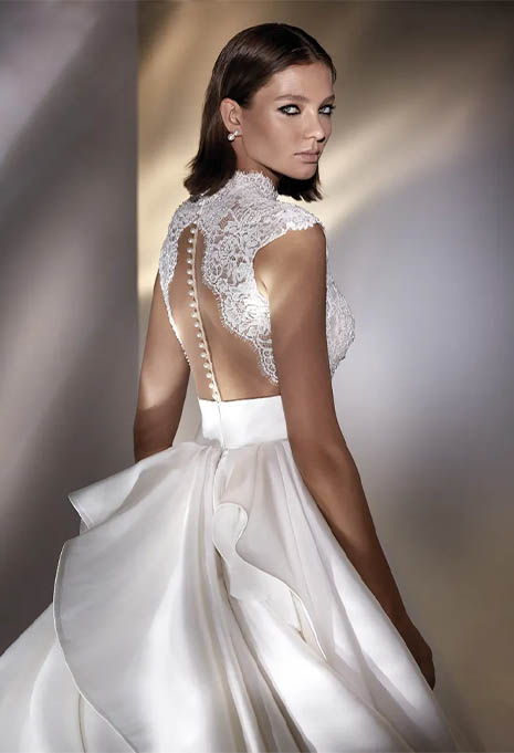 close-up side view of Pronovias Ambrielle wedding gown