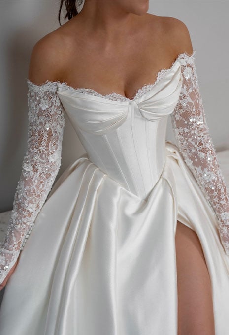 close-up view of Blanche Bridal Gaia 2.0 wedding gown