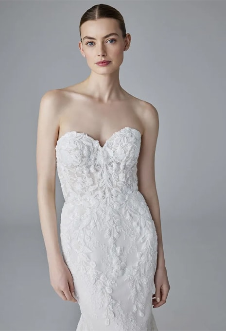 close-up front view of Pronovias Jena wedding gown