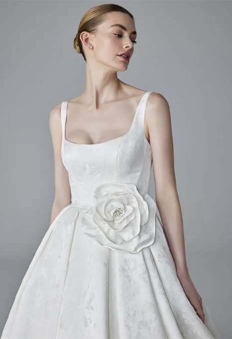 close-up front view of Pronovias Julian wedding gown