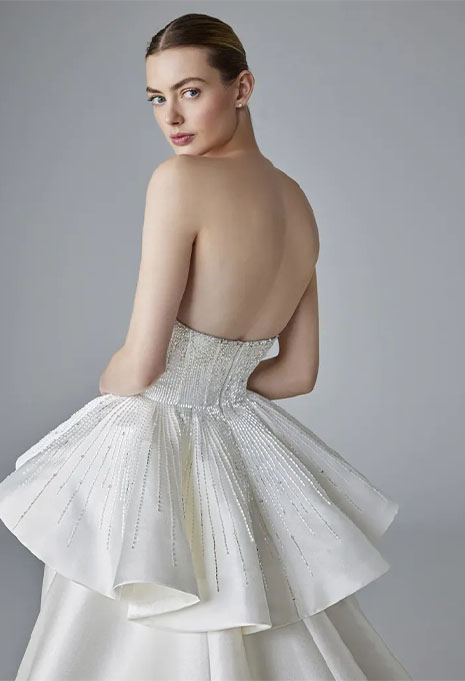 close-up side view of Pronovias Merveilleux wedding gown