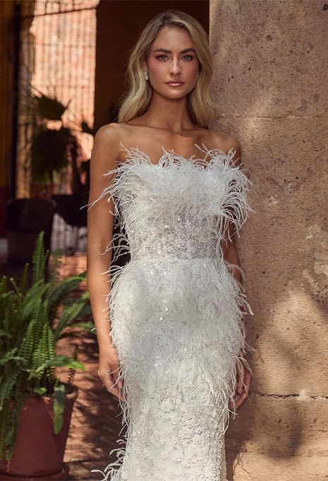 close-up front view of Calla Blanche Brandie wedding gown