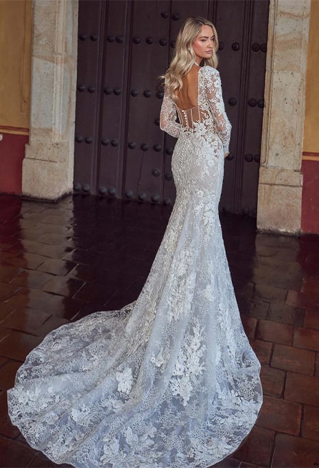 side view of Calla Blanche Sadee wedding gown