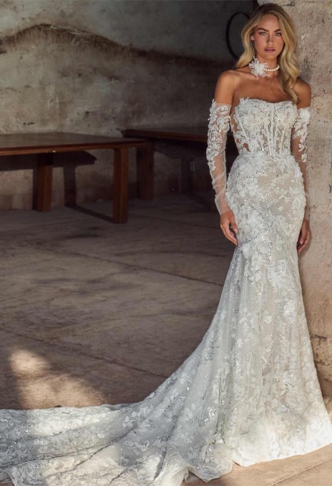 front view of Calla Blanche Tanvi wedding gown