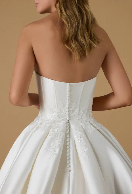back view close-up at Pronovias Nicole Alakhe